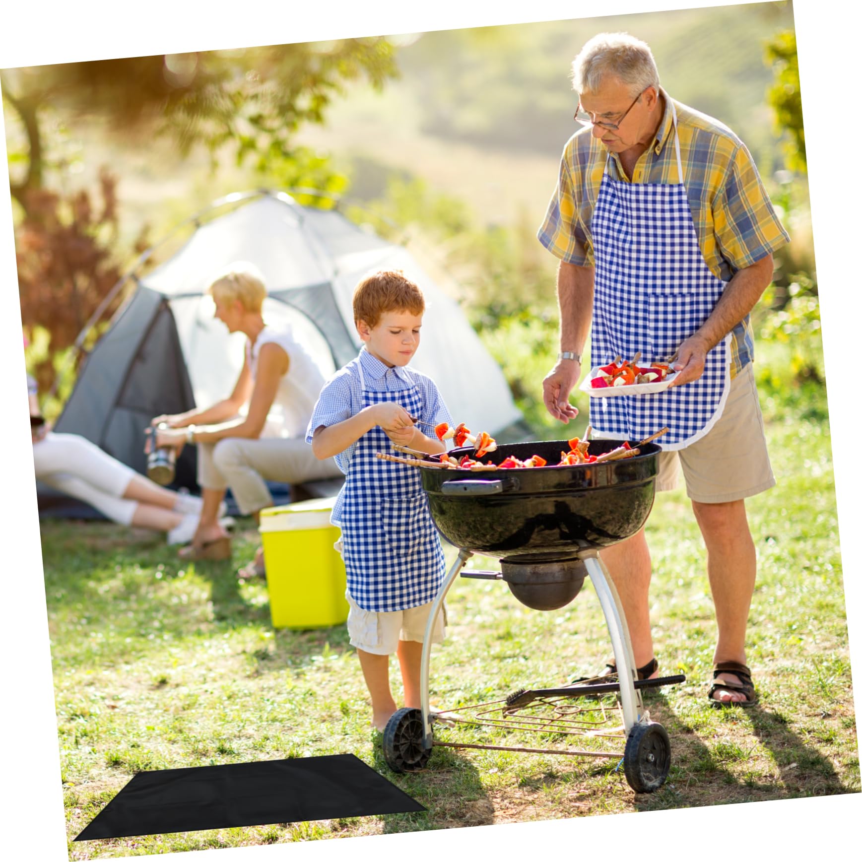 Yardwe Alfombra Protectora para Parrilla 48x30 Pulgadas, Doble Cara | Alfombrillas Debajo Parrilla Negra Resistente al Fuego para Parrillas de 22 y 17 Pulgadas Ninja Outdoor Woodfire