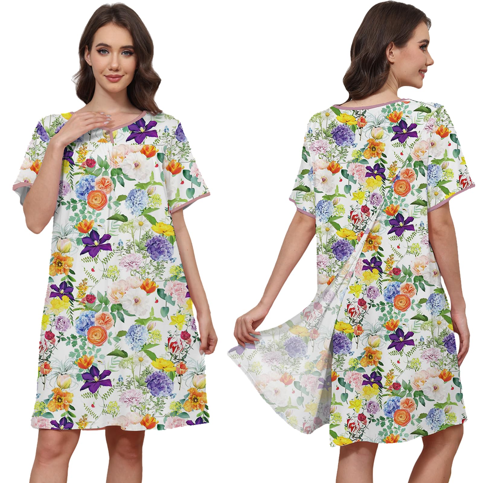 Hospital Gowns for Women Open Back Snap Post Shoulder Surgery Gown