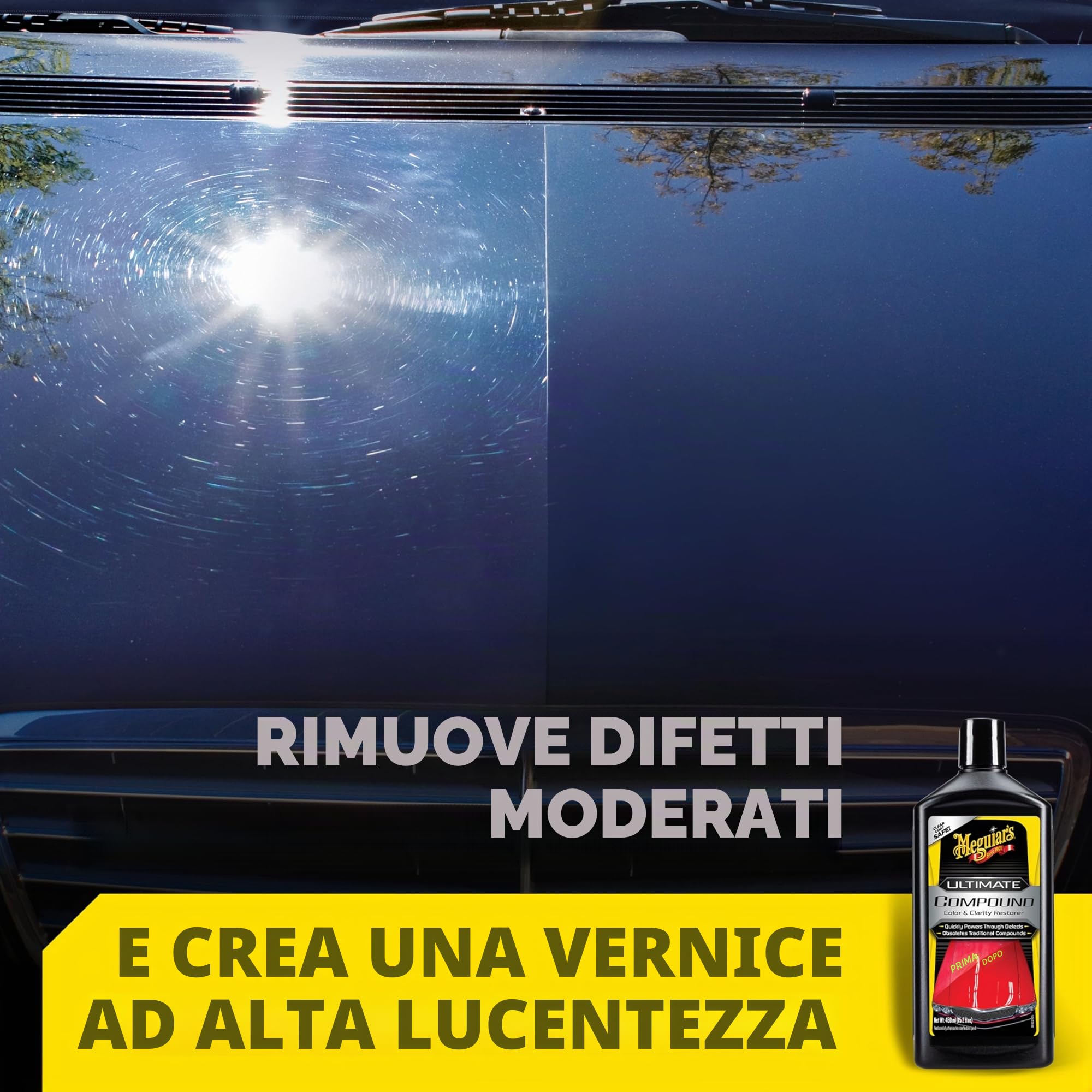 MEGUIAR'S G17216EU Ultimate Compound - Pulizia Auto - Tecnologia Micro-Abrasiva Rimuovi Graffi, Macchie, Swirl, Sicuro su Tutti i Tipi di Finitura - 450 ml