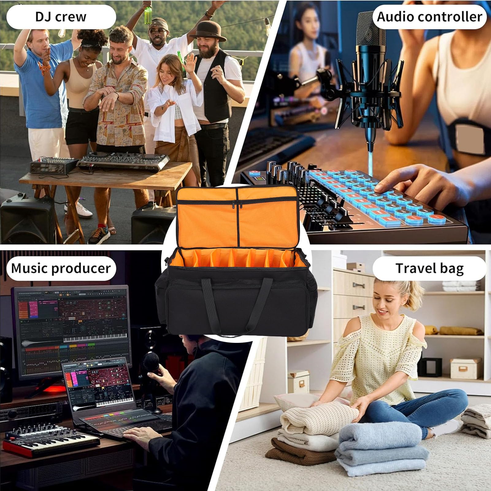 CHICIRIS Borsa Controller DJ, Custodia da Viaggio DJ, Tela Organizzatore per Trasporto di Viaggi Portatili Portatili Imbottiti con Cinturino