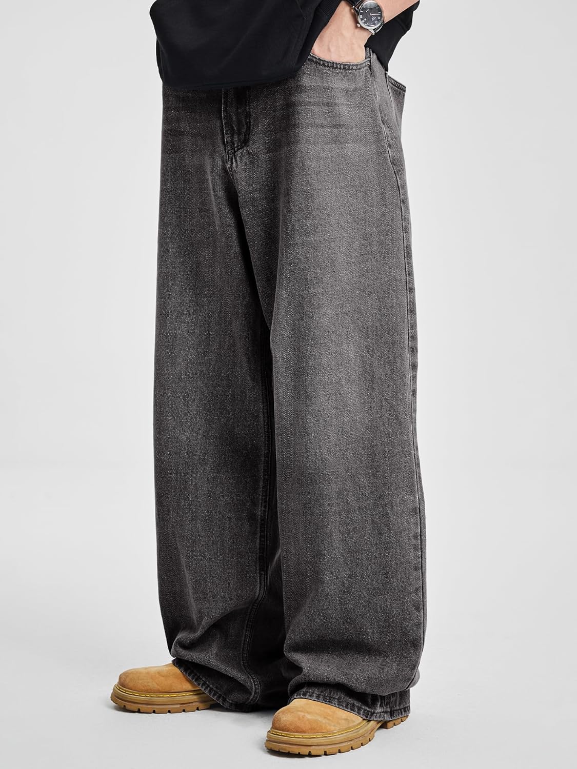 JMIERR Mens Baggy Jeans Casual Relaxed Fit Wide-Leg Denim Pants Loose Streetwear Trousers - Image 6