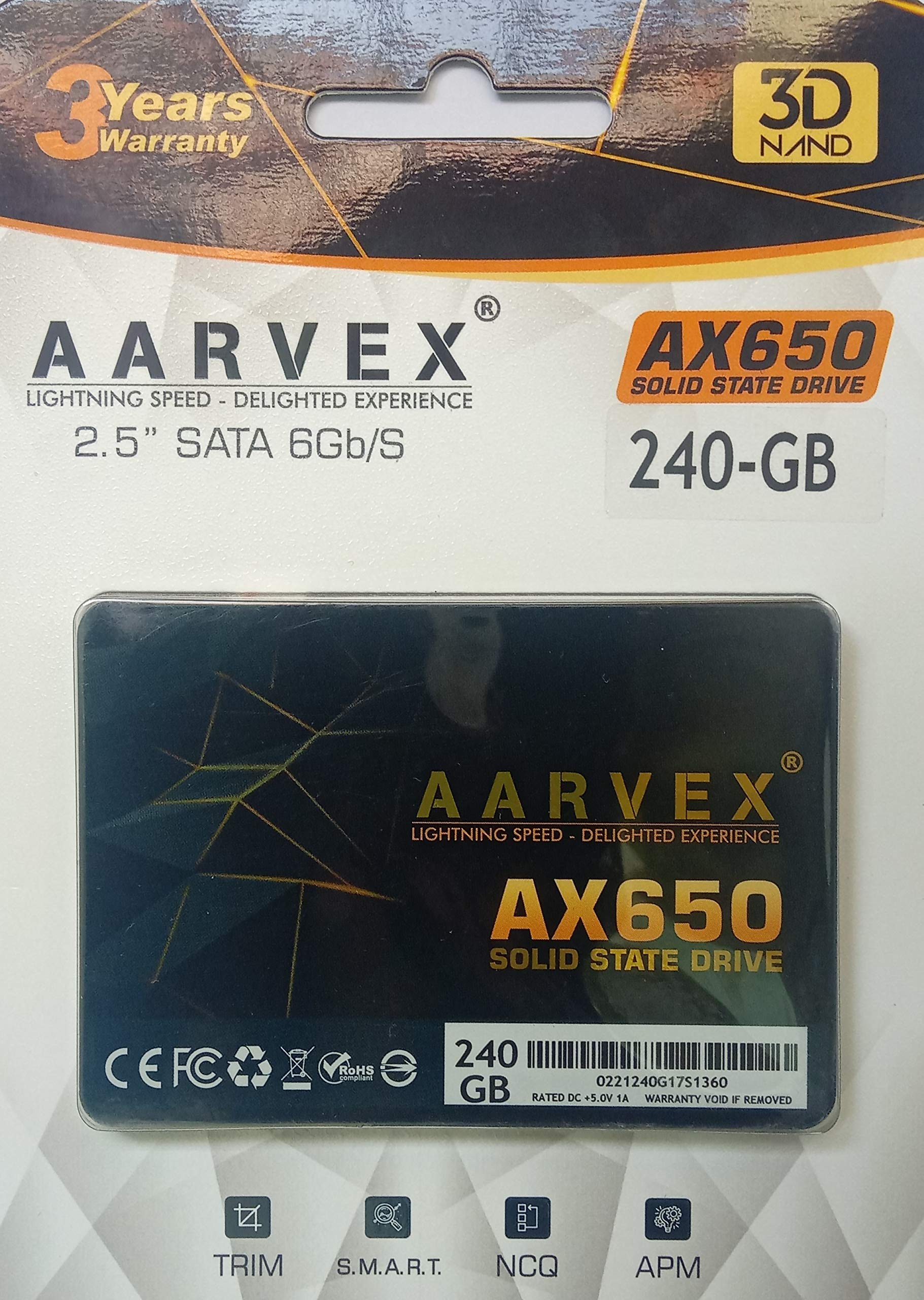 AARVEX SSD 240GB 2.5 SATA 6Gb/S with 3 Years Warranty (B08WL1QQT1) Amazon Price History, Amazon Price Tracker