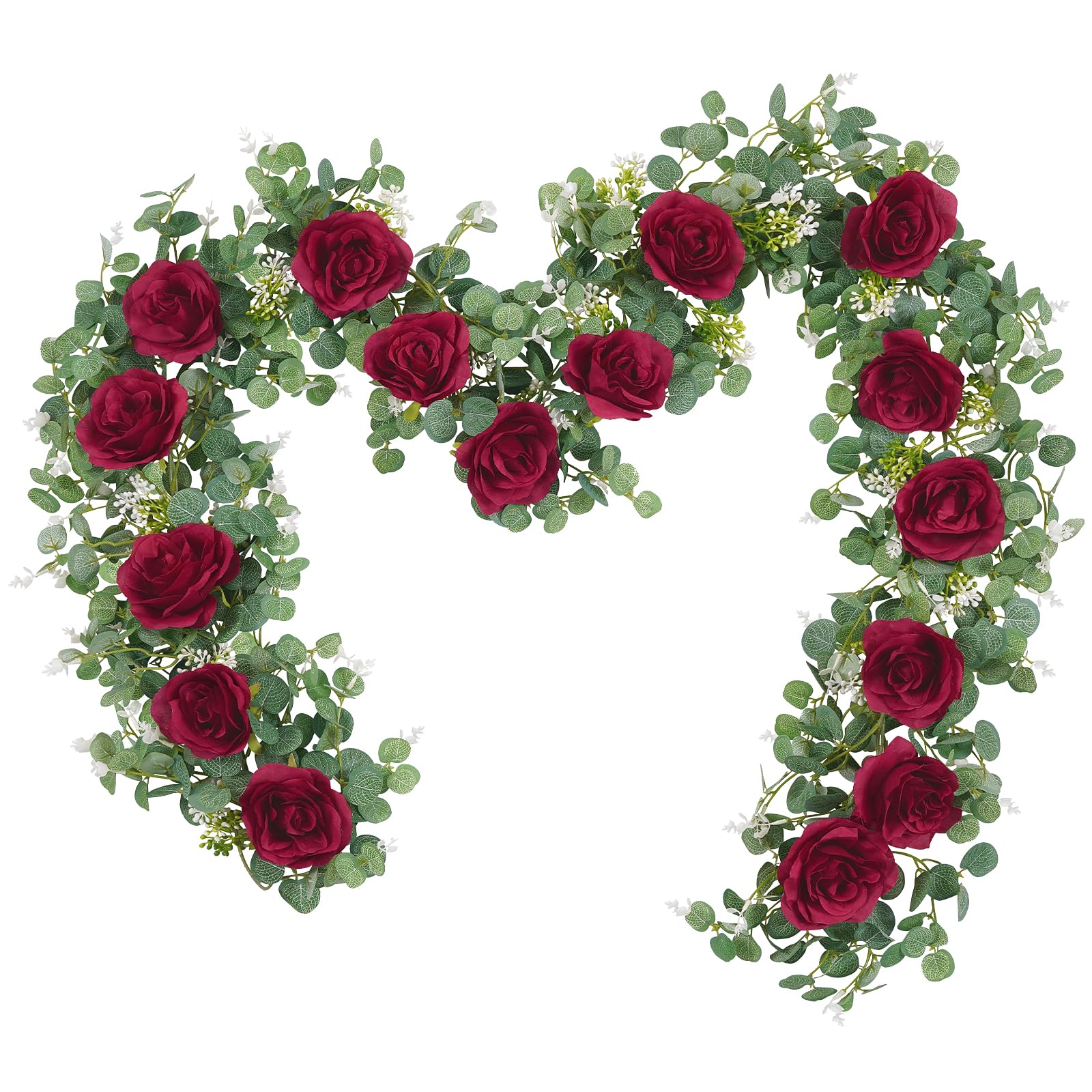 Photo 1 of Dolicer 2 Pcs Artificial Eucalyptus Garlands with Flowers