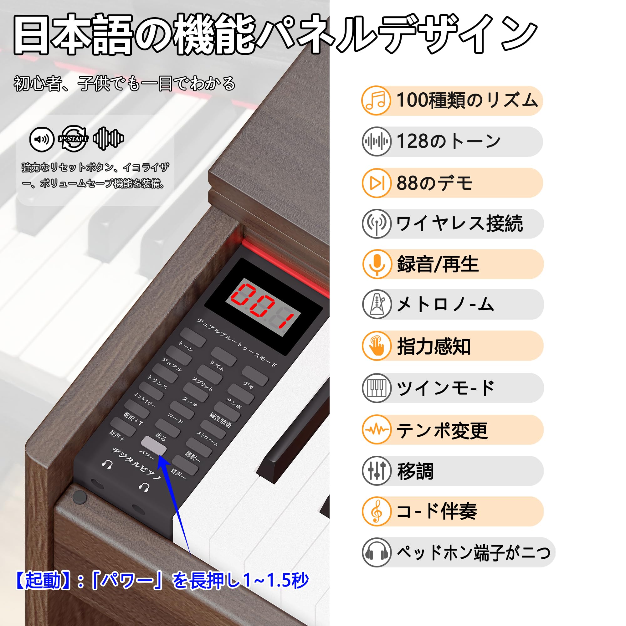 Amazon | IKTMI 電子ピアノ 88鍵盤 ハンマーアクション鍵盤 木製