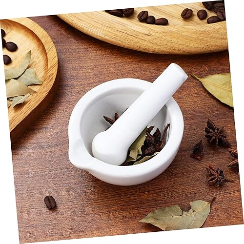 Miniatura 9 de Herramientas de cerámica 2 juegos de molienda juego de tazón molcajete mexicano mortero y mortero condimentos piedra molinillo porcelana pimienta