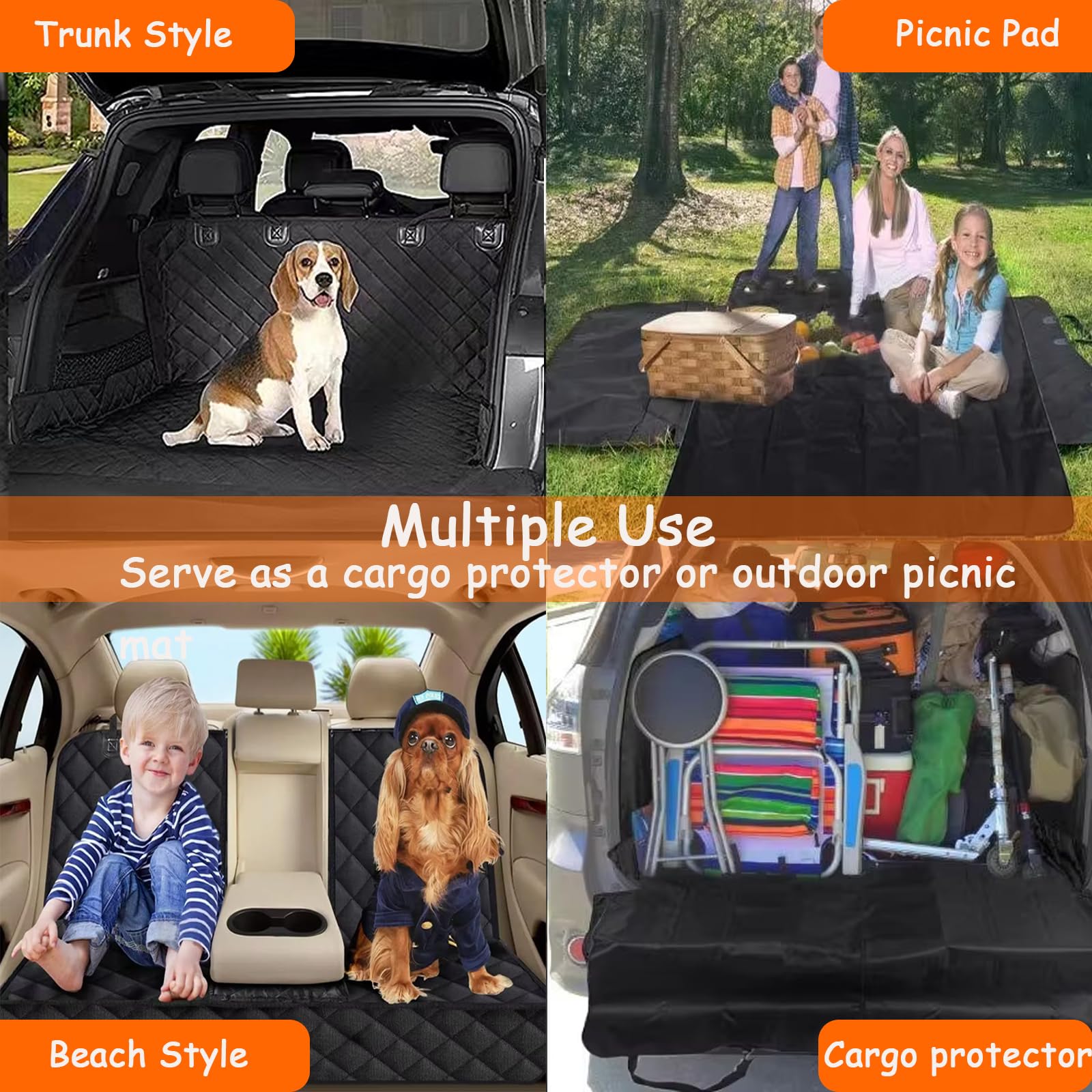 4-in-1 Coprisedile Auto per Cani, Coprisedile Auto per Cani, Telo Auto per Cani Telo Macchina per Cani Telo Cane Auto Sedili Posteriori, Telo Auto per Cani di Amaca, SUV, Tronco