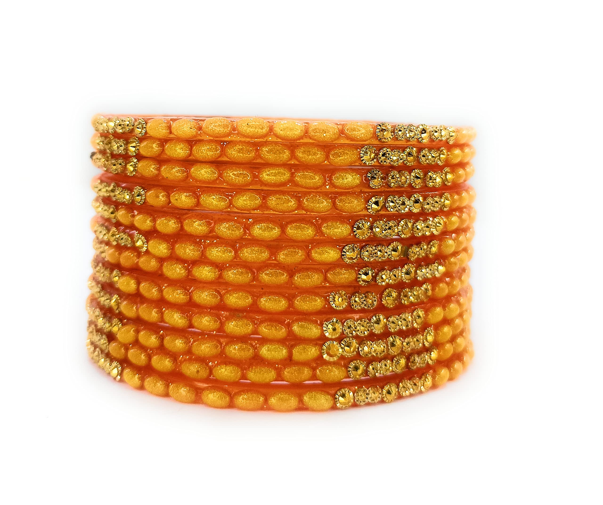 Beads and Round Star pasted designer glass bangles set of 12 bangles (Mustard, 2.8) (B0BBJLQB5B) Amazon Price History, Amazon Price Tracker