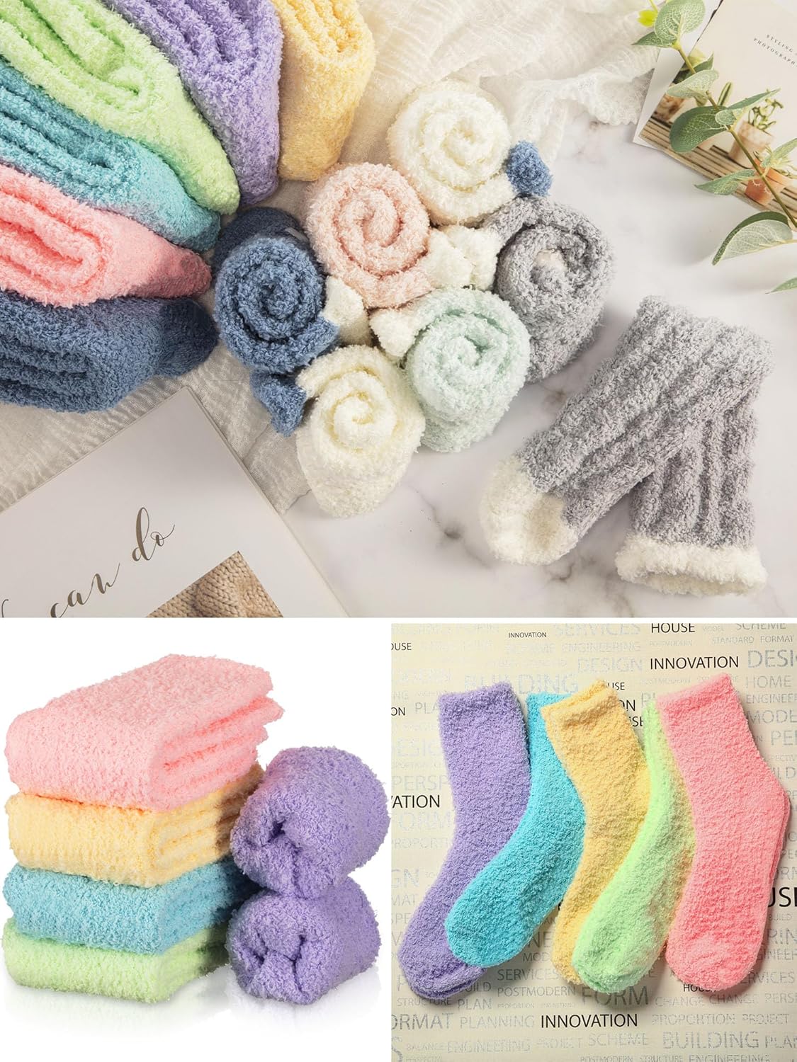 Foaincore 18/36pairs Non Slip Fuzzy Socks with Grips for Women Hospital Slipper Socks Winter Warm Sleep Fluffy Women Gifts - Image 4