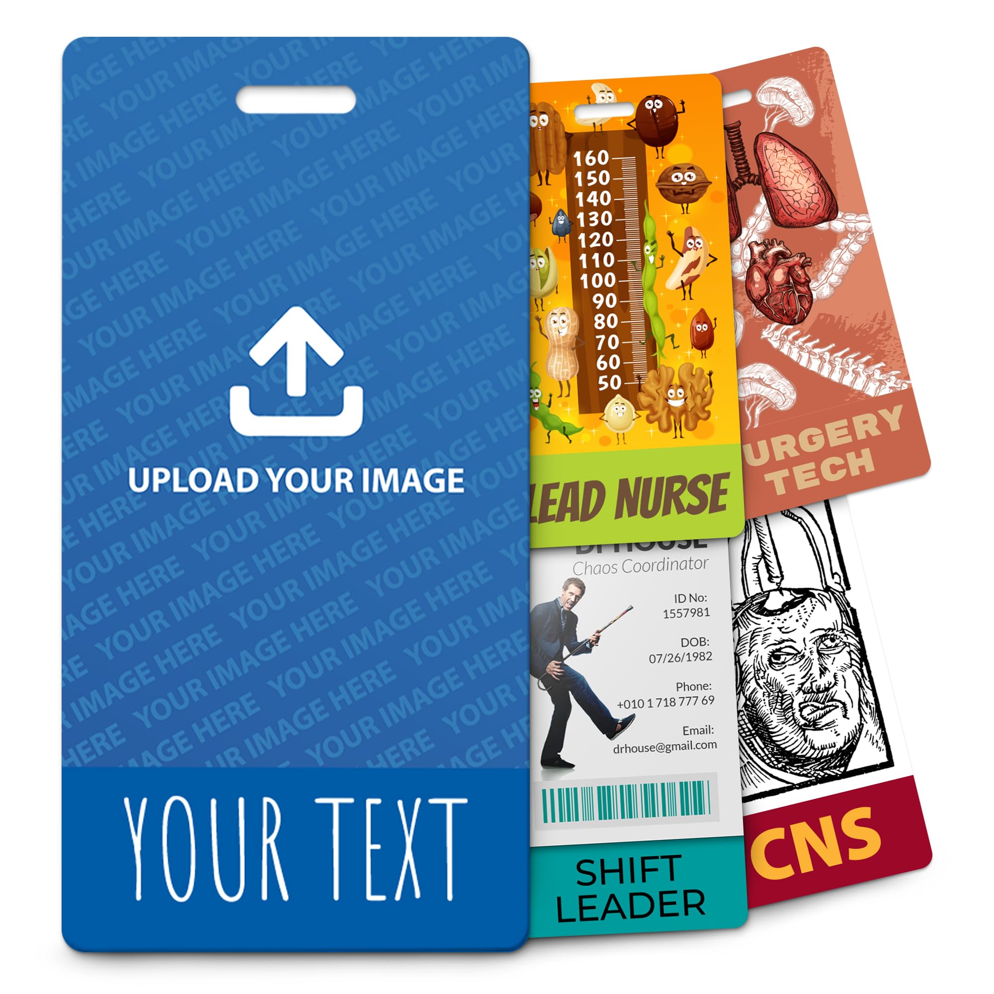 BadgeZoo Bulk Custom Image Badge Vertical Badge Buddy ID Backer Cards (100 Pcs) - Double Sided Print - Durable and Water Resistant Badge Buddy Ideal