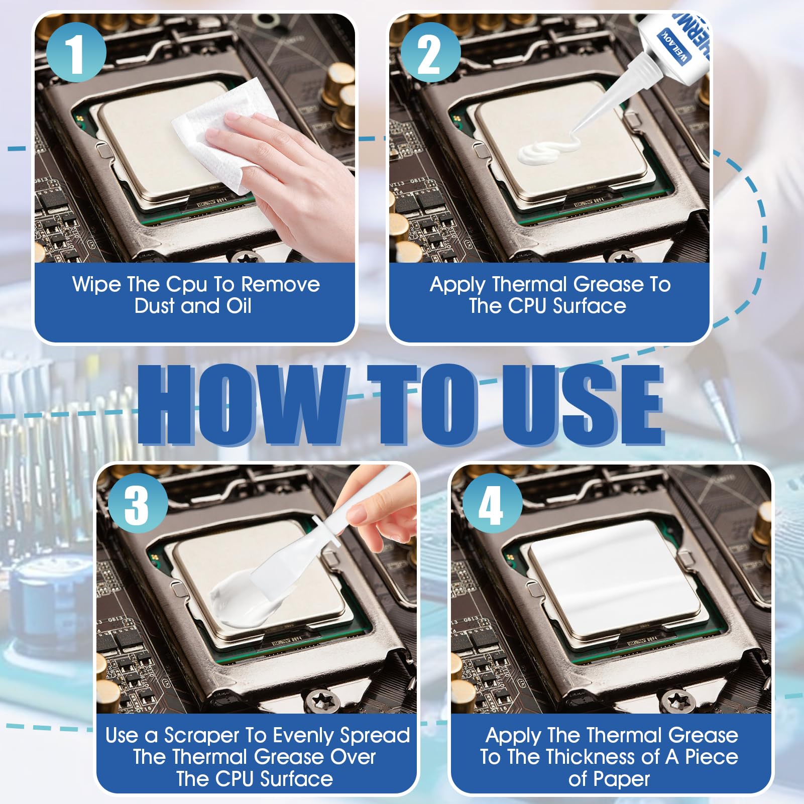 Pasta Termica CPU, Thermal Paste, Pasta Termica, Eccellente Conduttività Termica, Pasta Termica ad Alte Prestazioni Adatta per CPU, Console di Gioco, Schede Grafiche, ecc, 100 ML