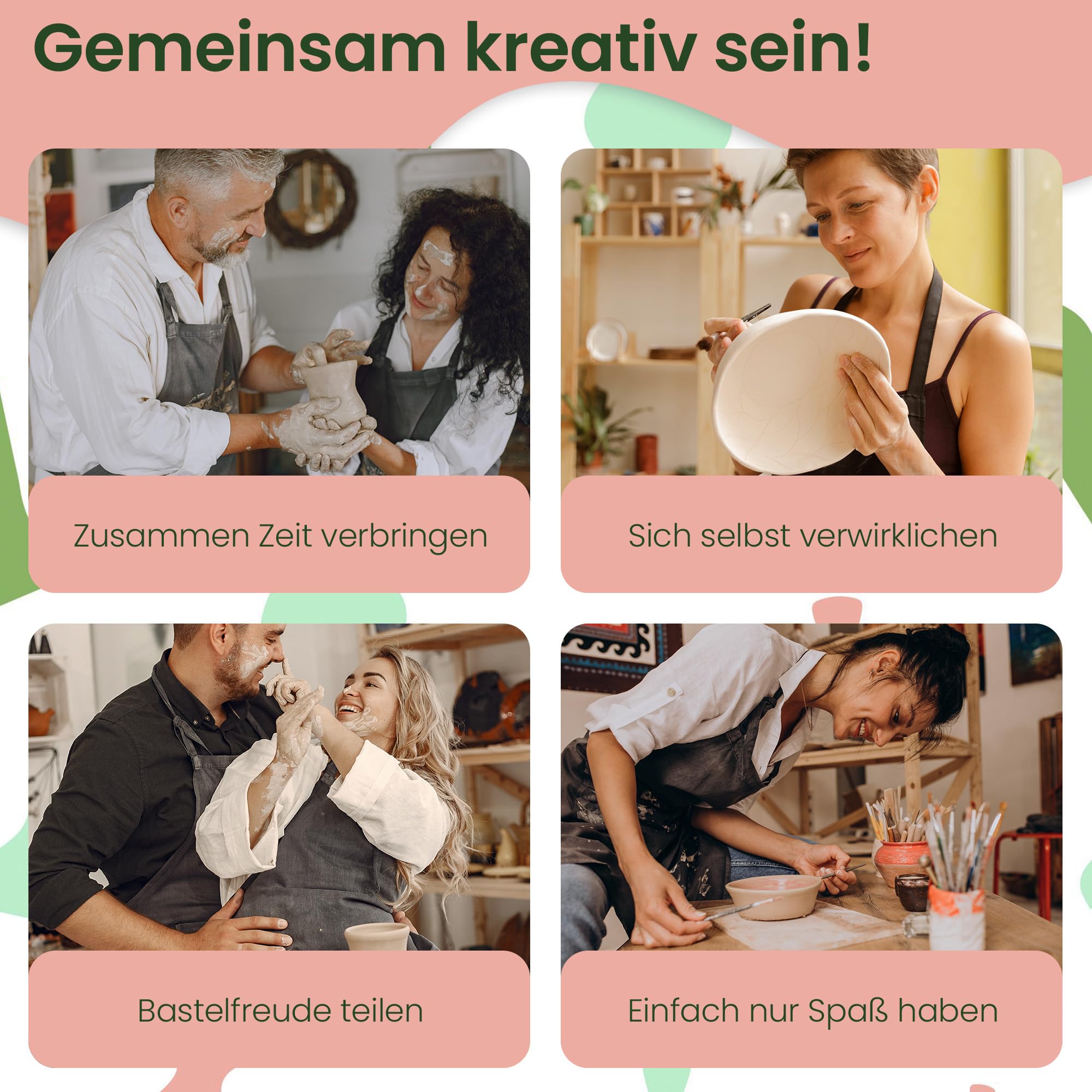 TONART BE AN ARTIST – Töpferset für Anfänger für zuhause mit lufttrocknendem Ton (ohne Brennen), Werkzeugen, Acrylfarben, Grundierung, Klarlack und Schritt-für-Schritt-Anleitungen | DIY Basteln |