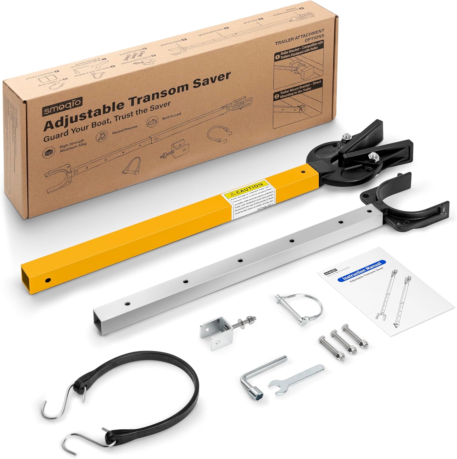 Transom Saver, Outboard Motor Support from 23''to 35'', One-Piece Casting Adjustable Boat Transom Saver, for Roller and Trailer Mounts