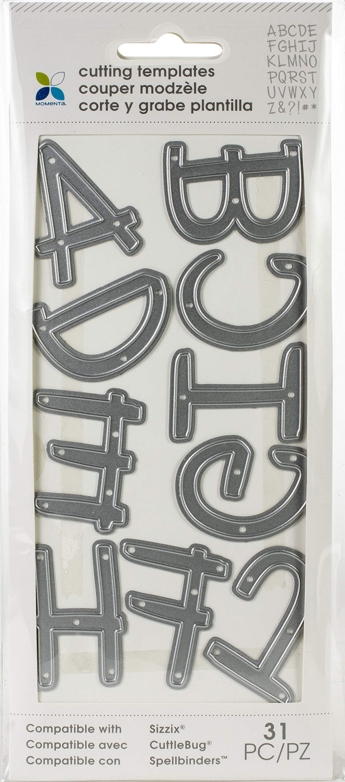 Momenta Die XL Alpha Upper Case In Handwritten - 26 Piece Kit - Full Alphabet of Versatile Steel Die Cut Templates - Add Detail to Scrapbooks, Greeting Cards, Mailboxes, Etc.