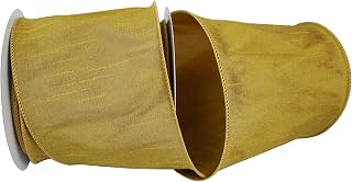 Reliant Ribbon 92975W-035-10F Dupioni Supreme Wired Edge Ribbon, 4 Inch X 10 Yards, Gold