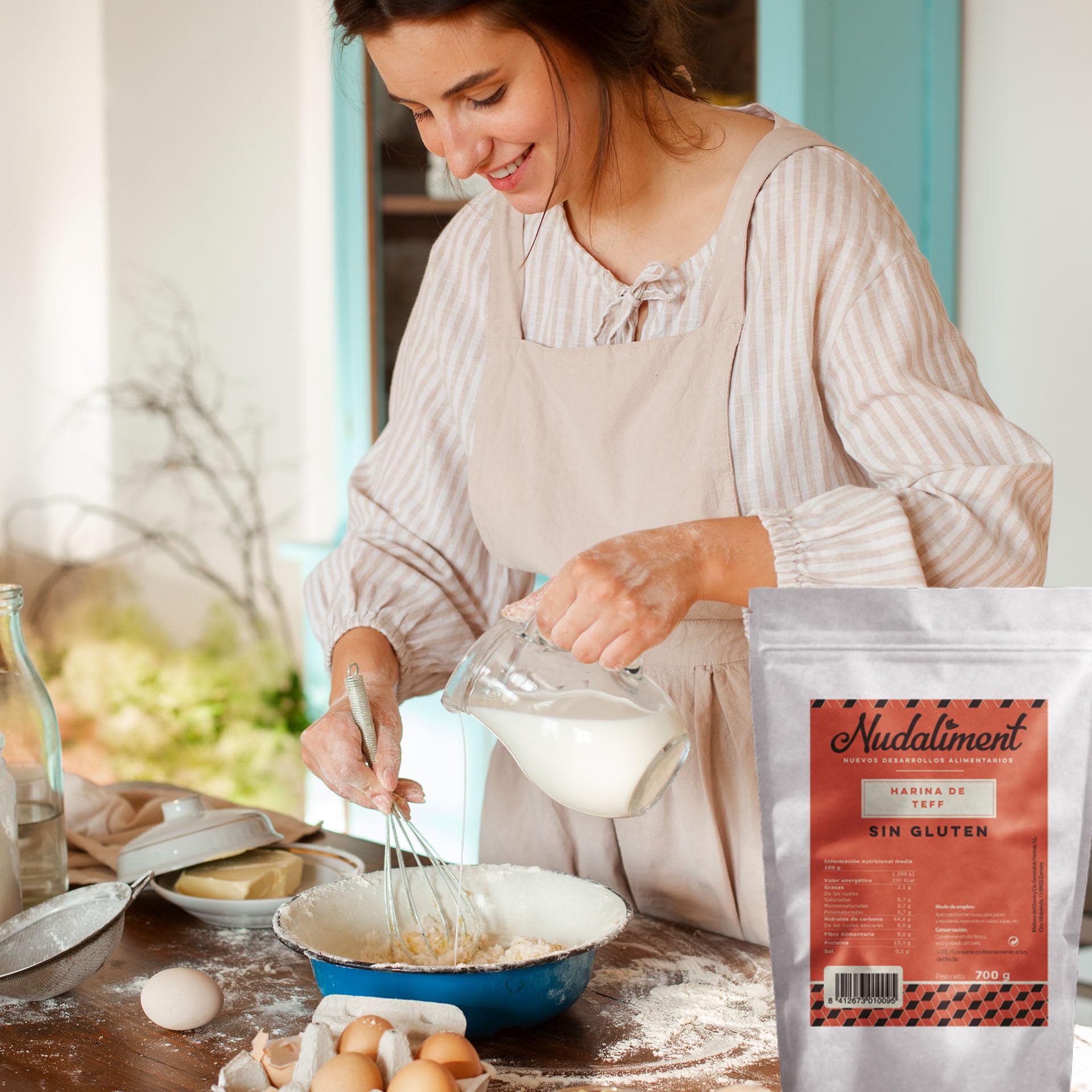 Harina De Teff Sin Gluten | Harina | Ideal Para Comidas Veganas Y Repostería | Ingrediente Versátil | Para Recetas Saludables Y Nutritivas | Alimento Dietético| De 700 Gr