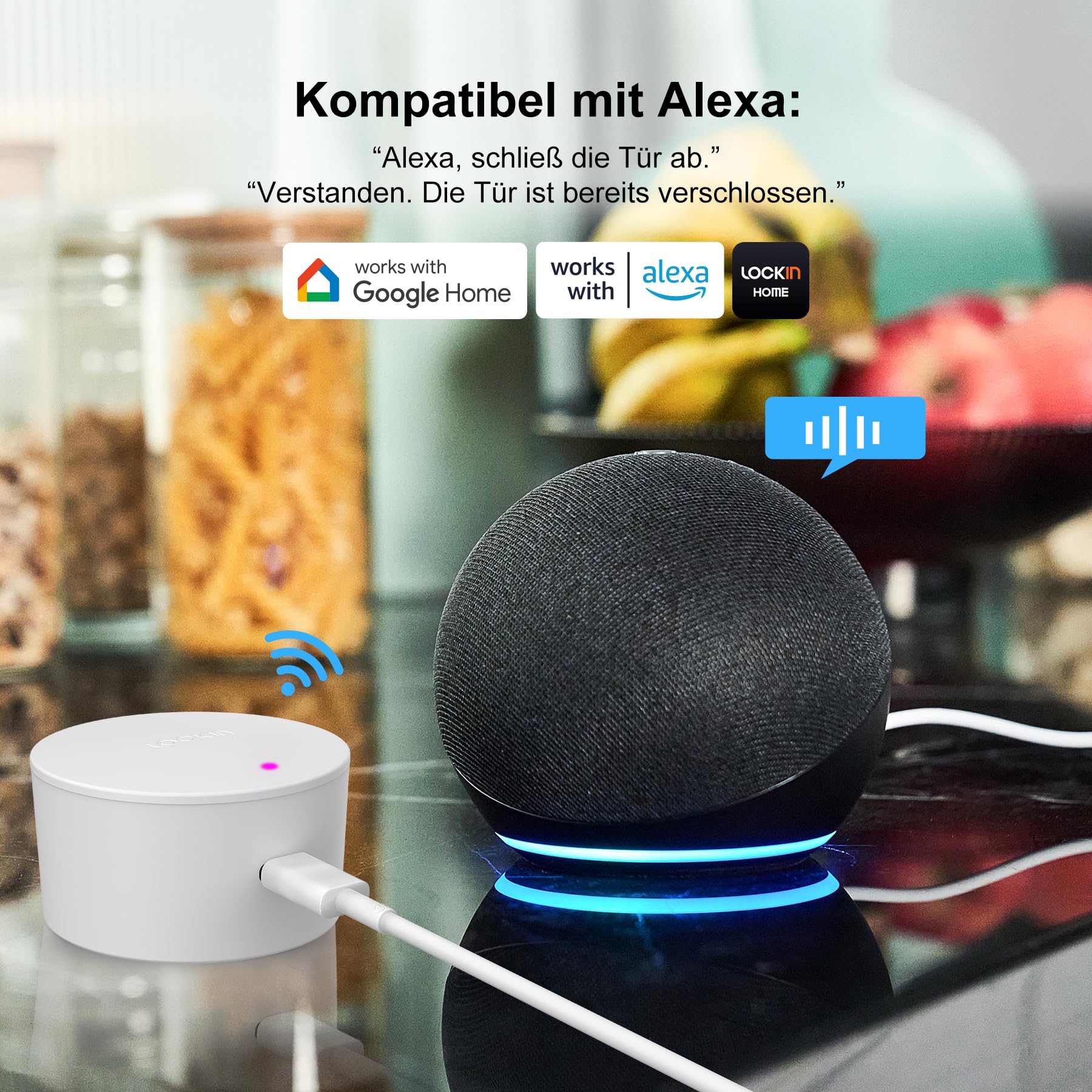 Lockin Smartes Türschloss G30 mit Keypad Pro, WLAN & App-Steuerung, Auto-Lock, Alexa- & Google-kompatibel, keyless Entry elektronisches türschloss, Fingerprint, Zutrittscode, Grau