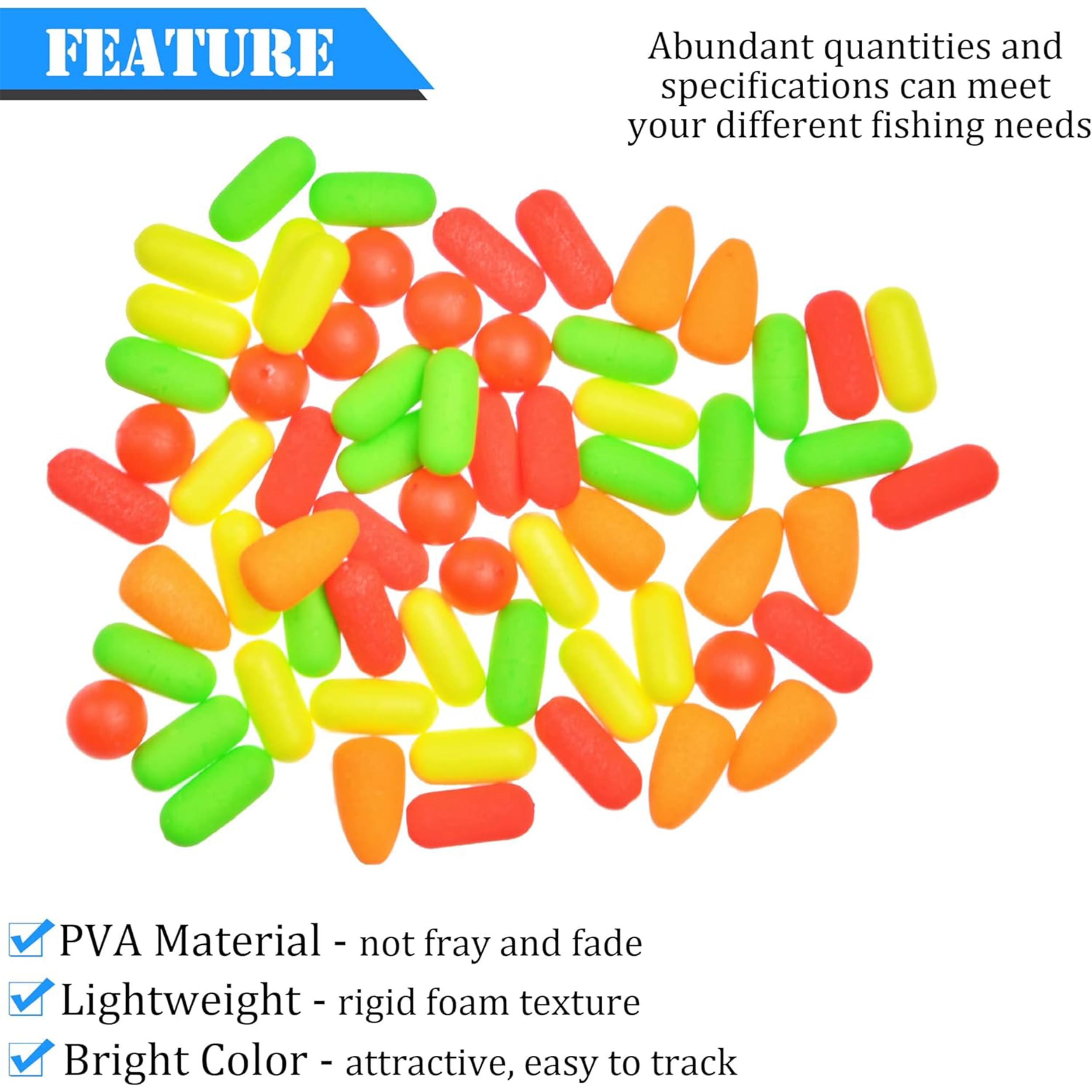 Fishing Foam Floats Beads Kit Pompano Fishing Rigs Floats Fishing Rig Making Kit for Surf Fishing Live Bait Rig Bottom Rig Spinner Making Float for Trout Catfish (50pcs/box) - Image 3