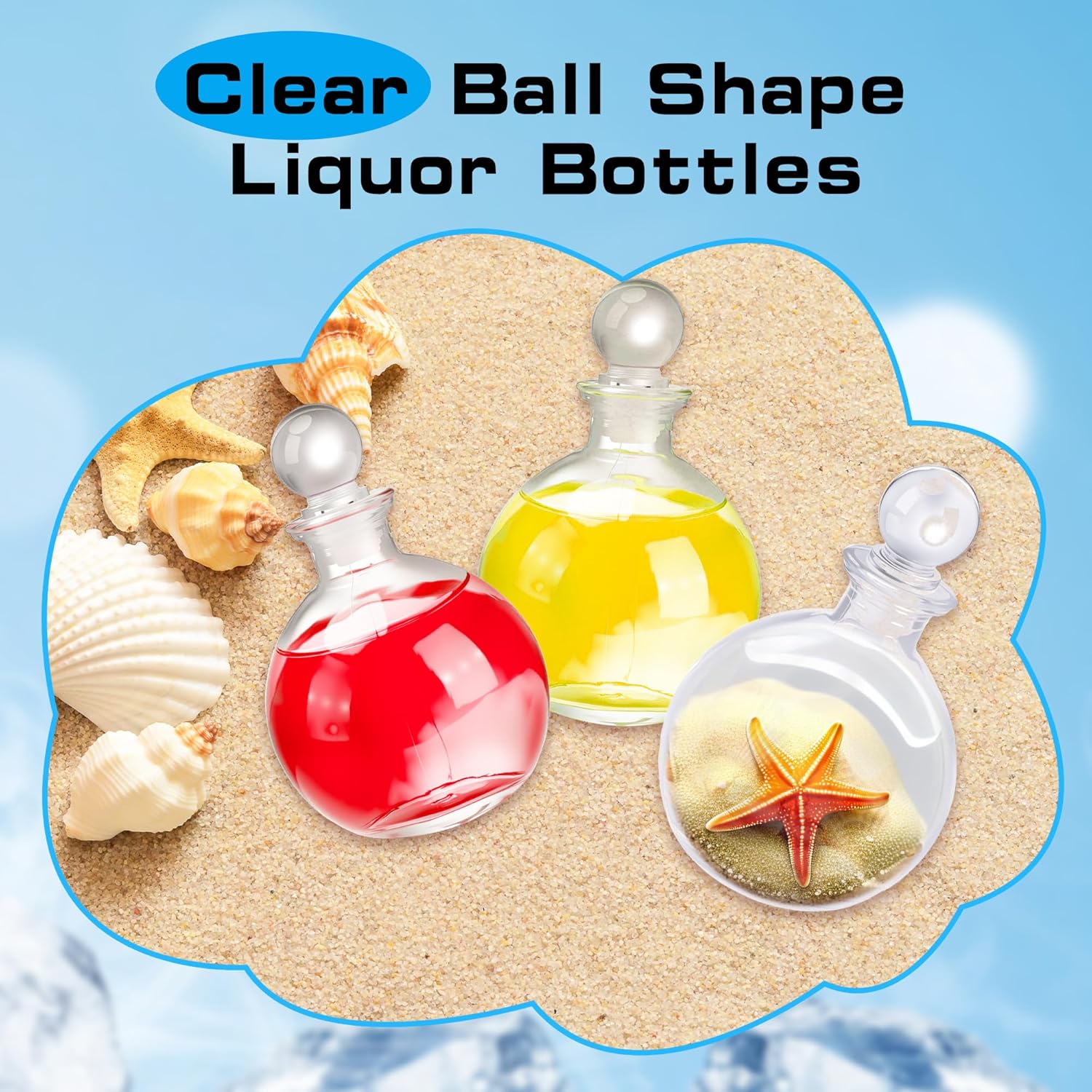 15 Pcs Glass Potion Bottle 240 ML Clear Round Spherical Decorative Magic Season Potion Bottles with Glass Stopper for DIY Art Home Decor Liquor Party Gift Snow