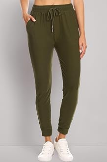 LA12ST Women's Juniors Soft Olive Jogger Pants Drawstring Pockets