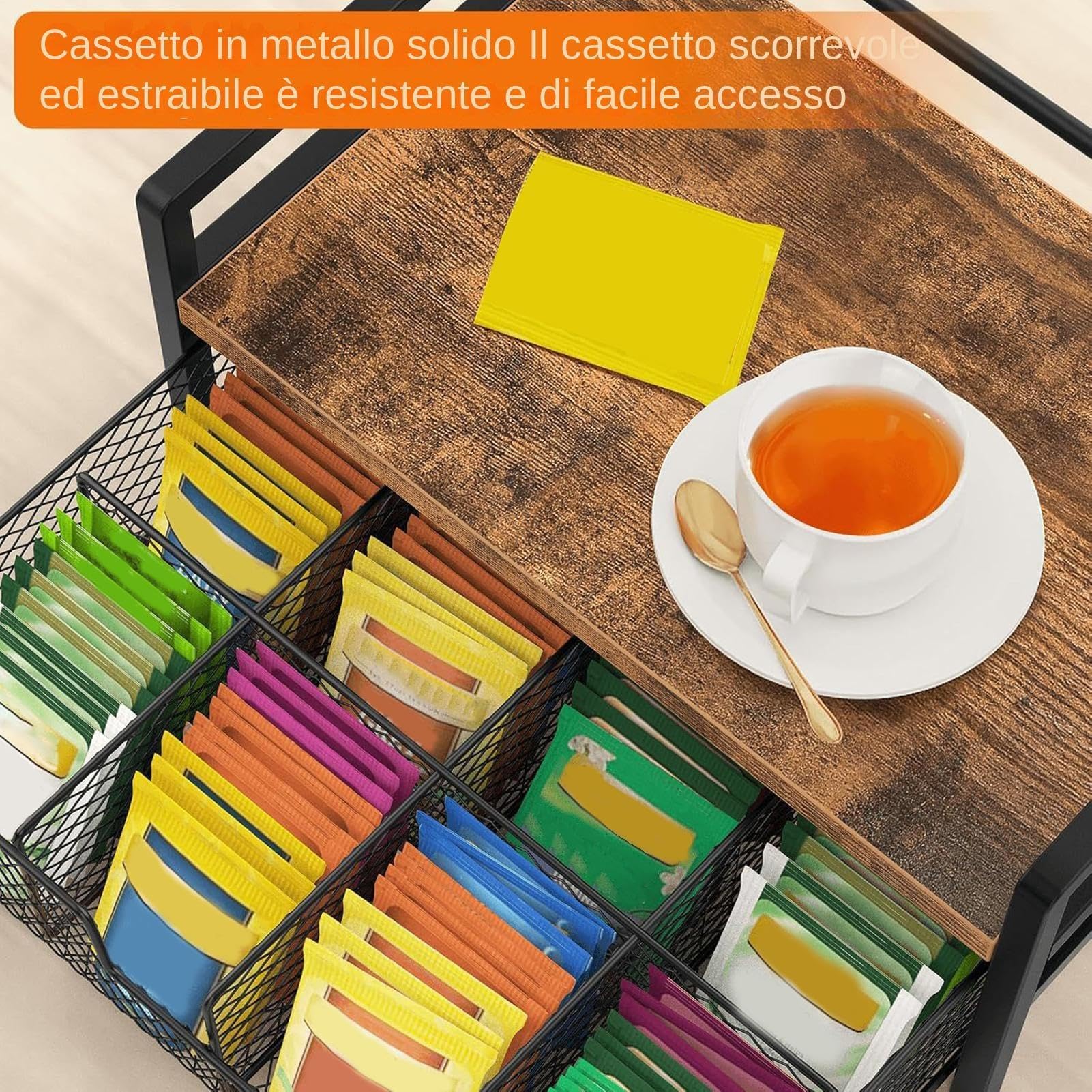 Organizador de bolsitas de té Recipiente Rústico y Vintage Antideslizante