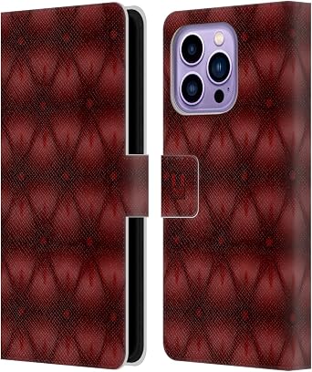Head Case Designs Red Diamond Cushions Leather Wallet Case Compatible with Apple iPhone 14 Pro Max