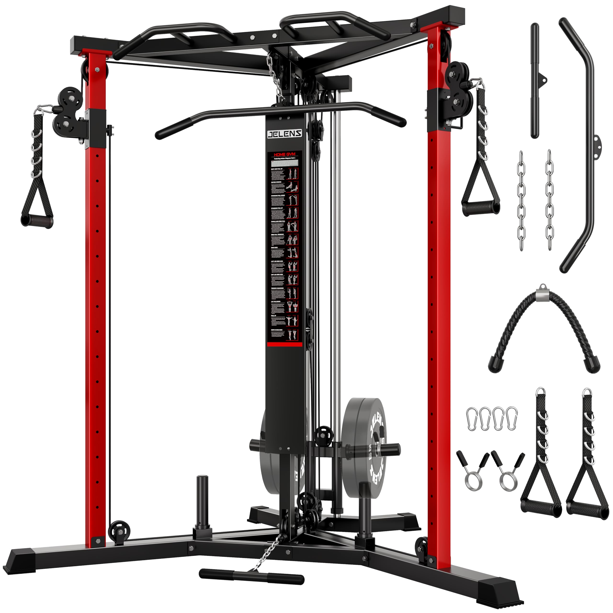 CC01 Cable Crossover Machine with High and Low Pulley System, Functional Trainer with Pull Up Bars and Optional Bundle, Cable Machine for Home Gym Power Workout