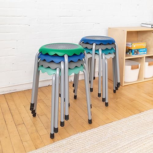 Vista 116 de ECR4Kids Daisy - Juego de taburetes apilables, asientos flexibles, espuma de mar, 8 piezas