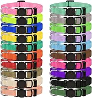QDYU 20 Pack Puppy Collars for Litter - Nylon Breakaway ID Collars Small Puppies, 20 Vibrant Colors, Sizes S/M