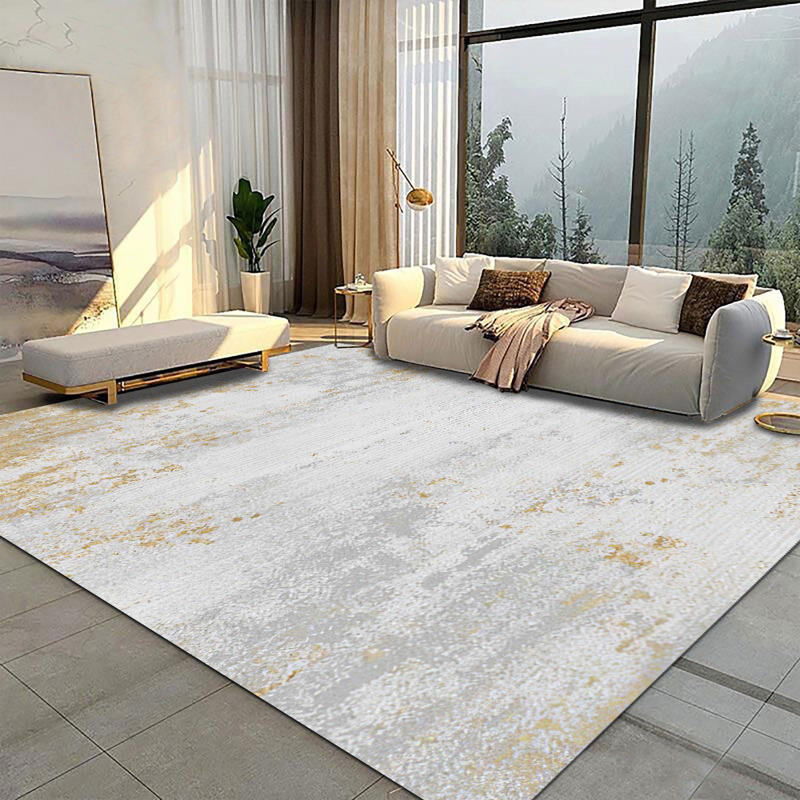 Tapis décoratif moderne abstract white 180x250 cm