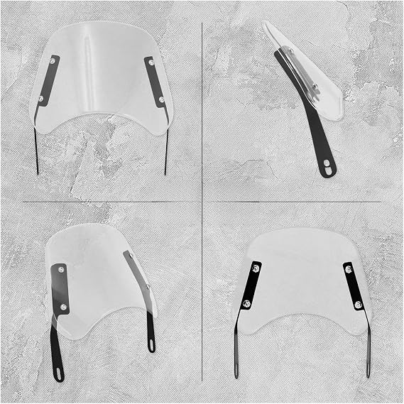 Motorcycle Windshield Panel Universal Motorcycle Windshield 6.5 & 9.45 Headlight Windscreen Deflector Fairing Visor Wind Screen Shield Accessories