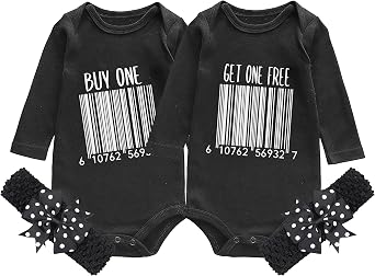Baby Twins Bodysuits Newborn Baby Clothes Unisex Cute Rompers Infant Outfits With Headband Set