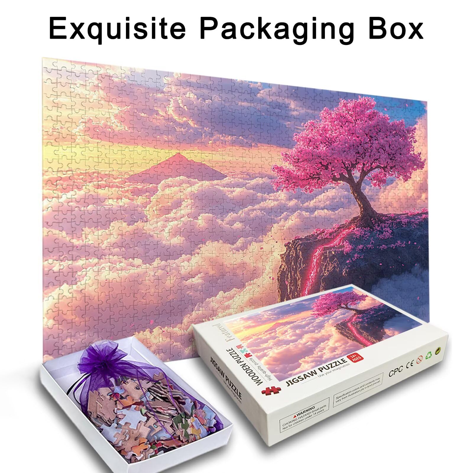Puzzle Krajobraz, Puzzle 1500 sztuk Wymagające drewniane drzewo dla dorosłych, rozmiar: 87 x 57 cm, gra edukacyjna DIY z pudełkiem na prezent dla dorosłych, łamigłówka do dekoracji domu, prezent dla