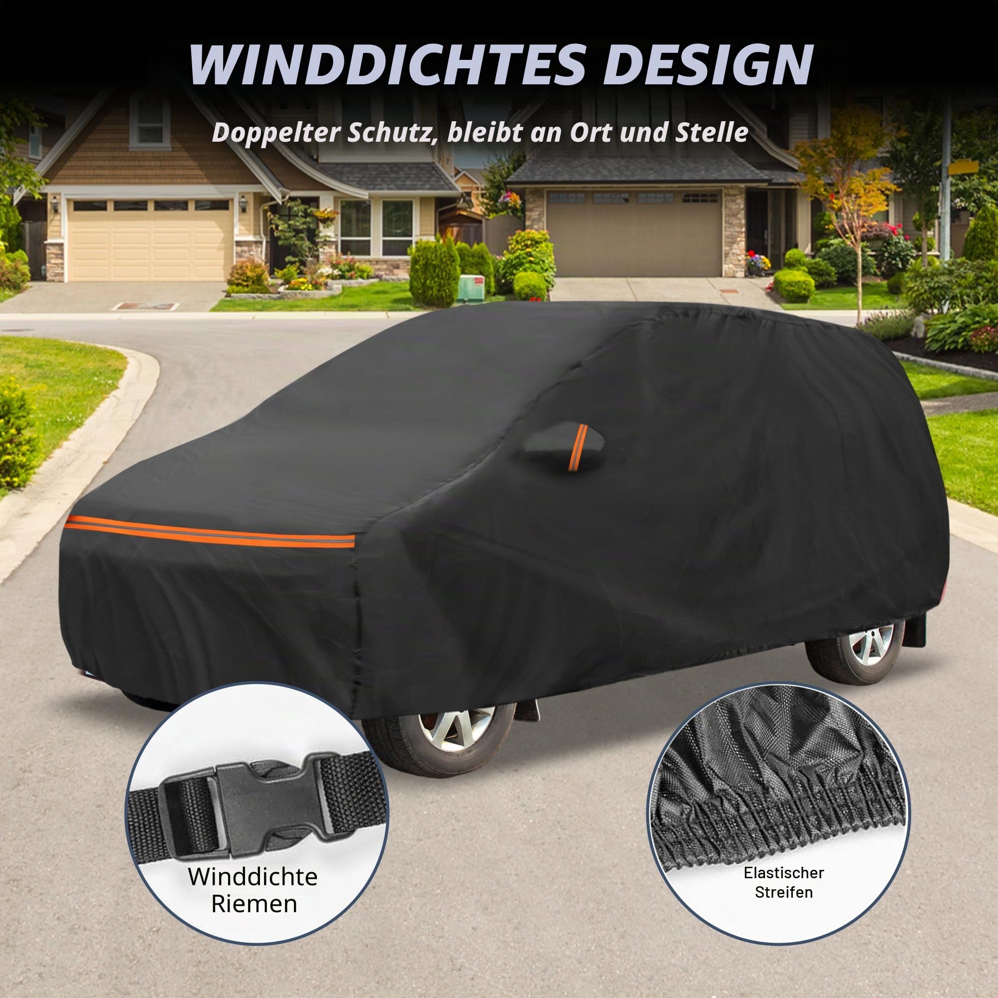 A ABSOPRO Autoabdeckung Für Mercedes-Benz V-Klasse 14-21 1 STK | Schwarz, PEVA, Spunlace-Baumwolle, Outdoor, Wasserdicht, Winddicht, Sonnenschutz, Regenschutz, Schneeschutz
