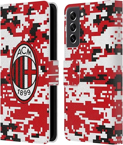 Vista 124 de Head Case Designs Funda de cuero con licencia oficial de AC Milan con diseño de camuflaje digital, compatible con Samsung Galaxy S22 Ultra 5G