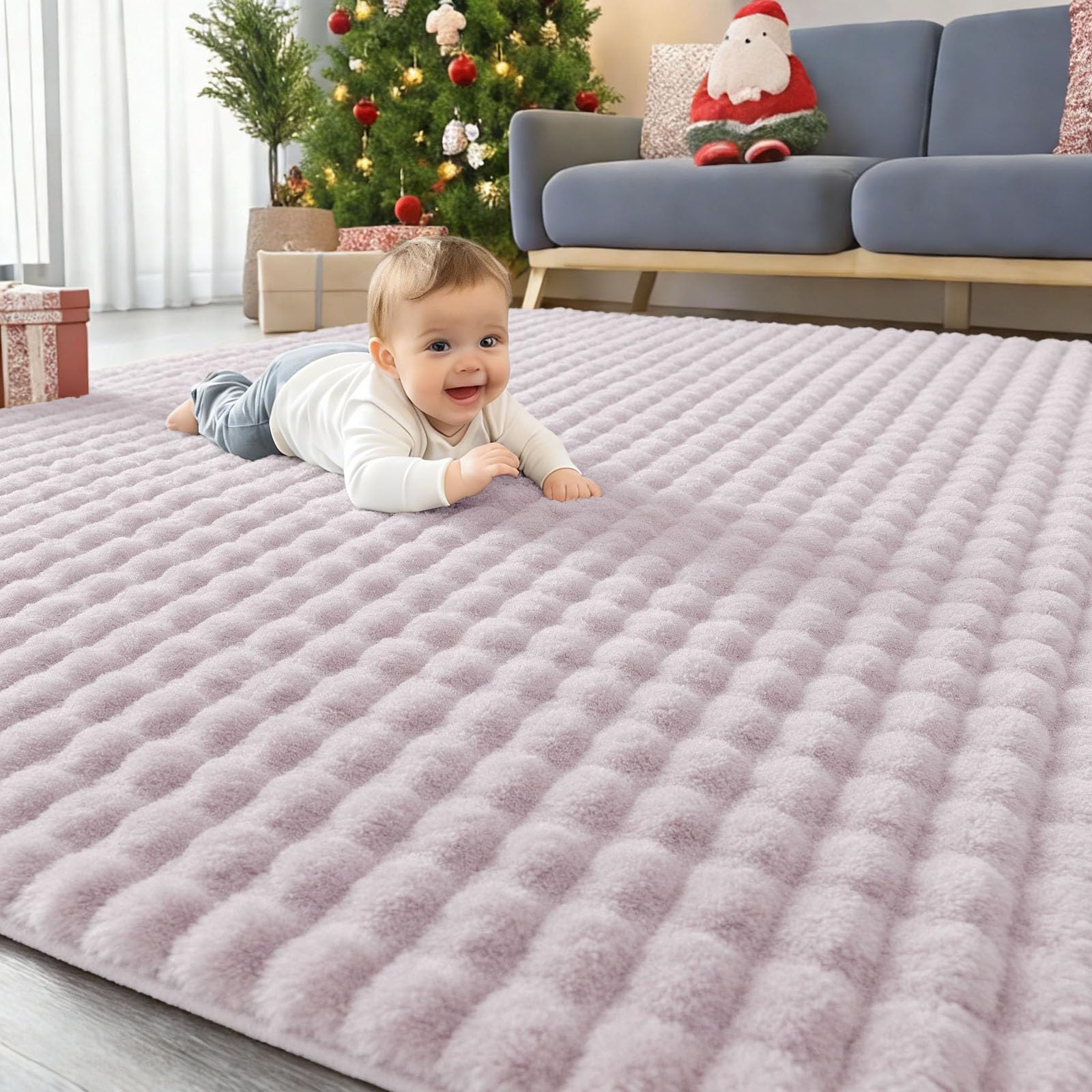 Homaxy Hochflor rutschfeste Teppich Wohnzimmer