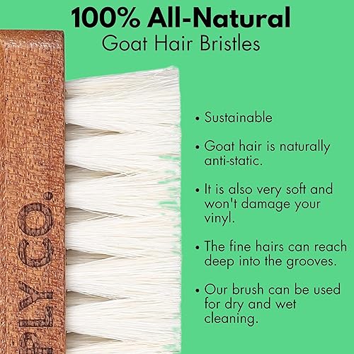 Vista 29 de Almohadilla de terciopelo para cepillos, kit de cuidado de vinilo de madera 100% natural, cepillo para discos de vinilo de pelo de cabra