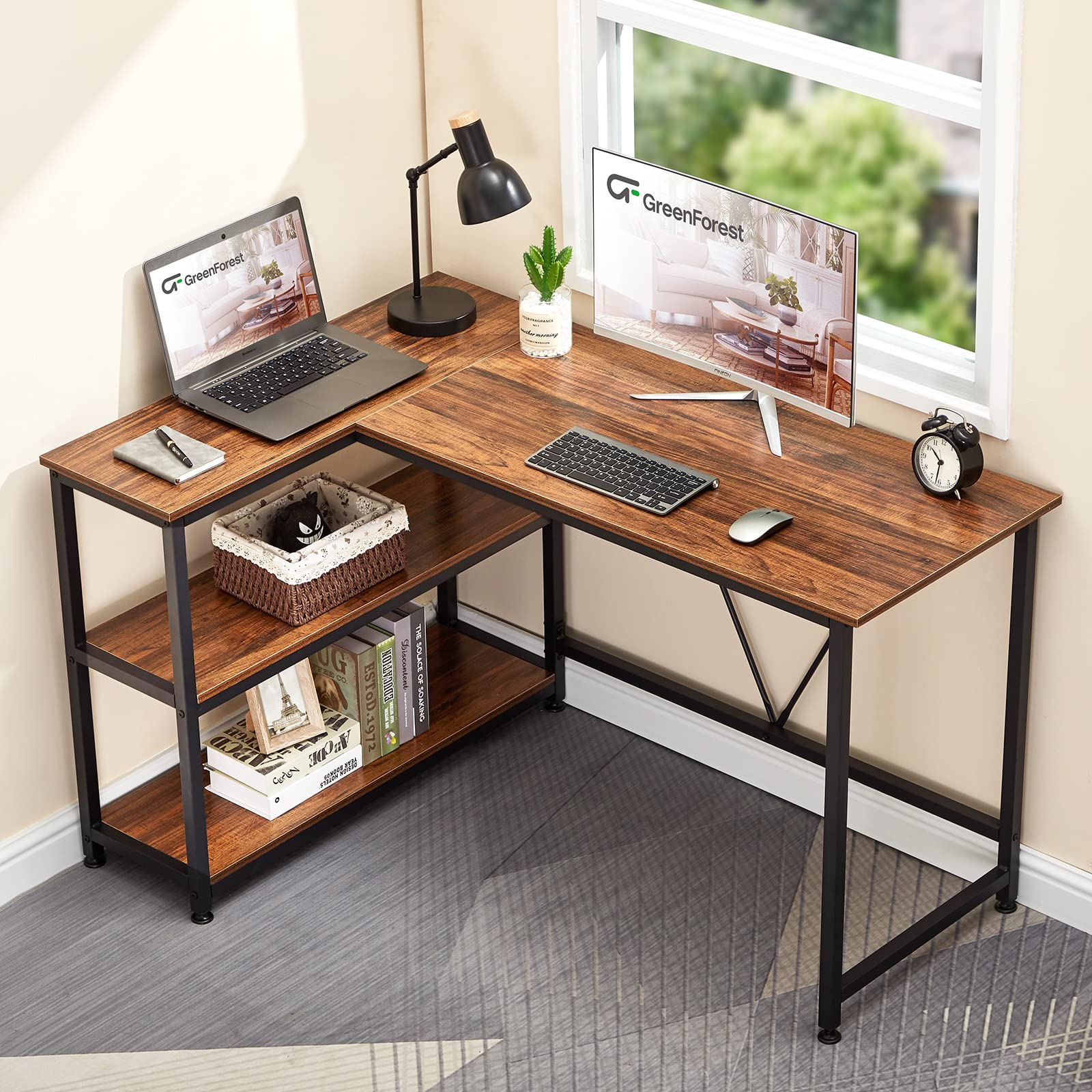 Buy GreenForest Small L Shaped Desk 51x35.4 inch Reversible Corner