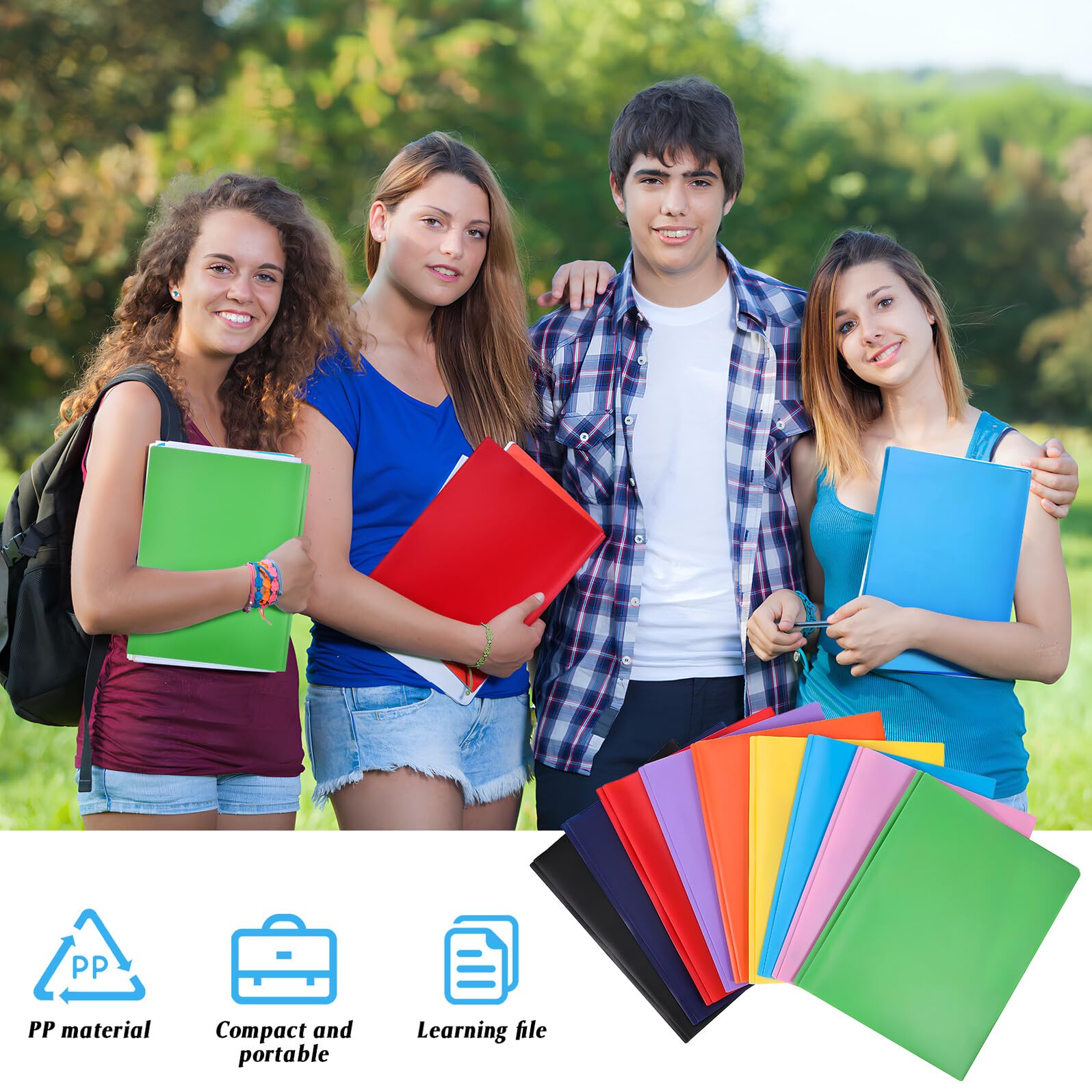9 Stück Teiliges Bunte Kunststoff ordner mit Zwei Taschen Vielseitiger Dokumentenhalter Kompakt und Leicht als Aktenordner für Büro Schule und Zuhause Farbenfrohe Ordnertasche für