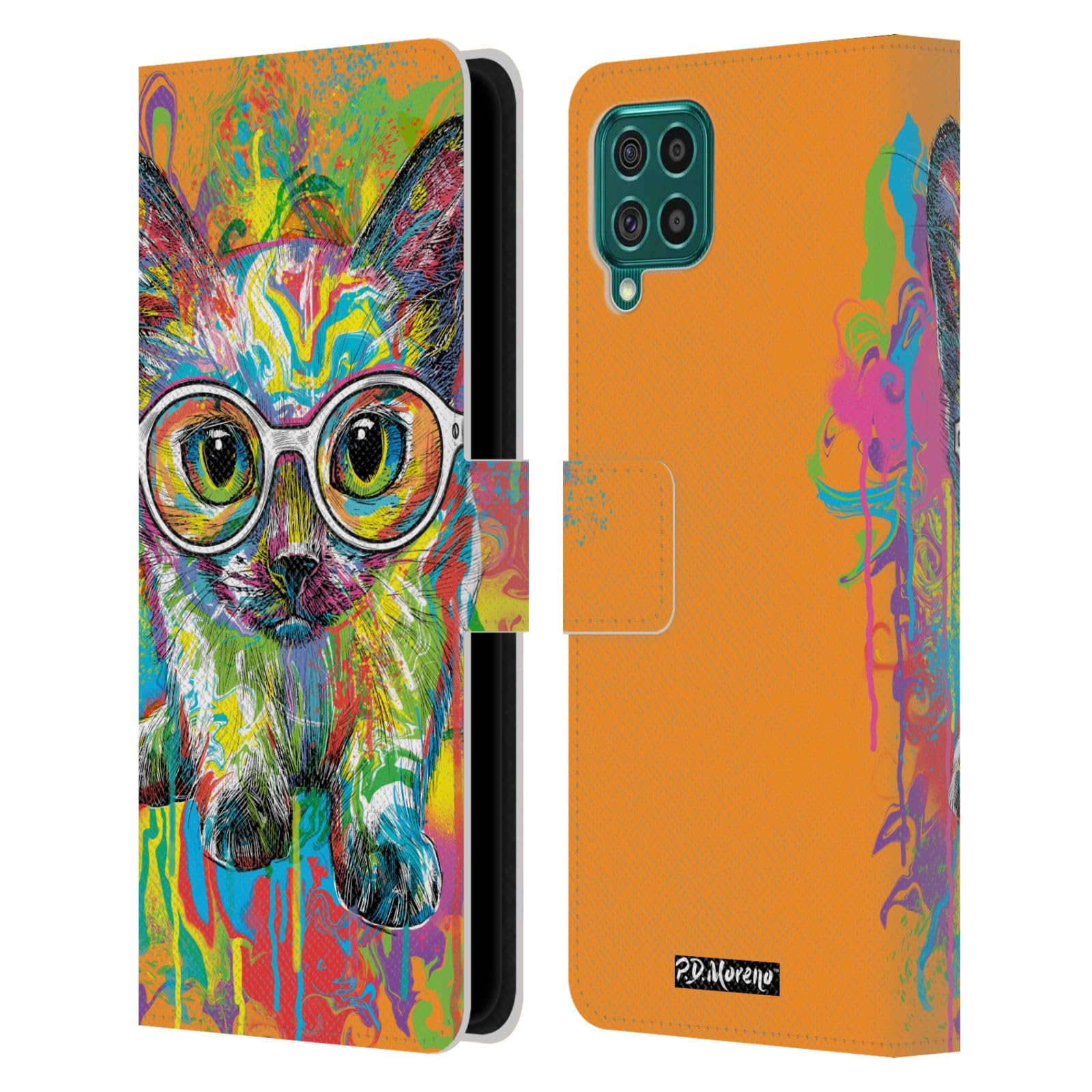 Head Case Designs Officially Licensed P.D. Moreno Kitten Colourful Drip Art Cats And Dogs Leather Book Wallet Case Cover Compatible With Samsung Galaxy M62 (2021)