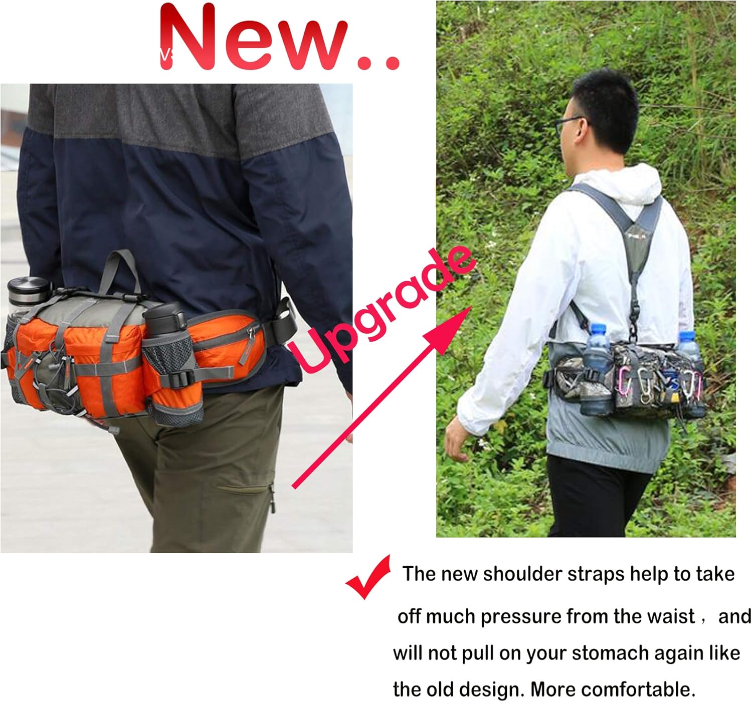 lucky ben Outdoor Fanny Bag Pack for Hiking Fishing Biking with Water Bottler Holder (Army Green)