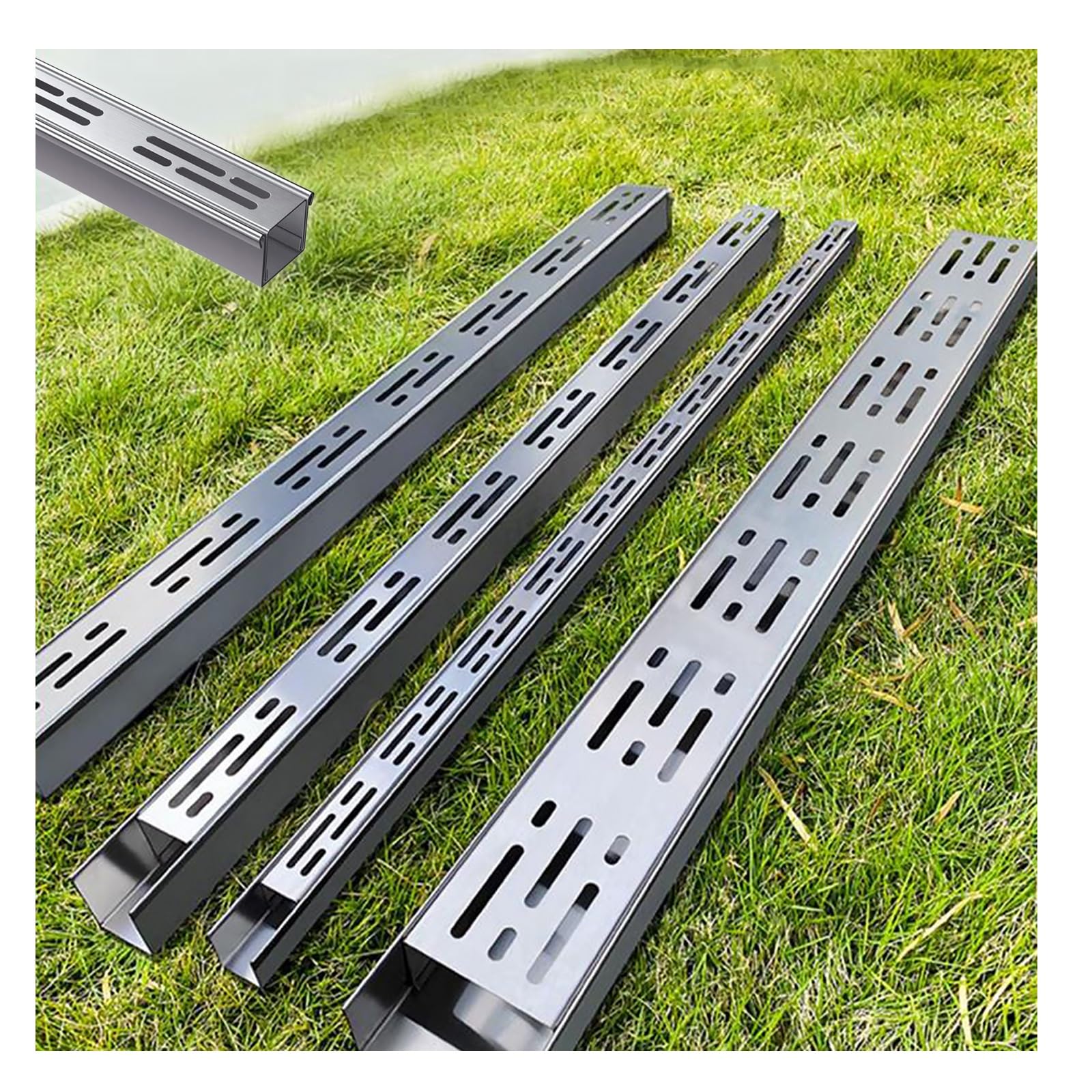 GLDYTVF Narrow Stainless Steel Drainage Channel Outdoor Drainage Grate for Patios Gardens & Sidewalks 304 Steel Size H5*W7CM/H1.96*W2.75IN Efficient Water Management