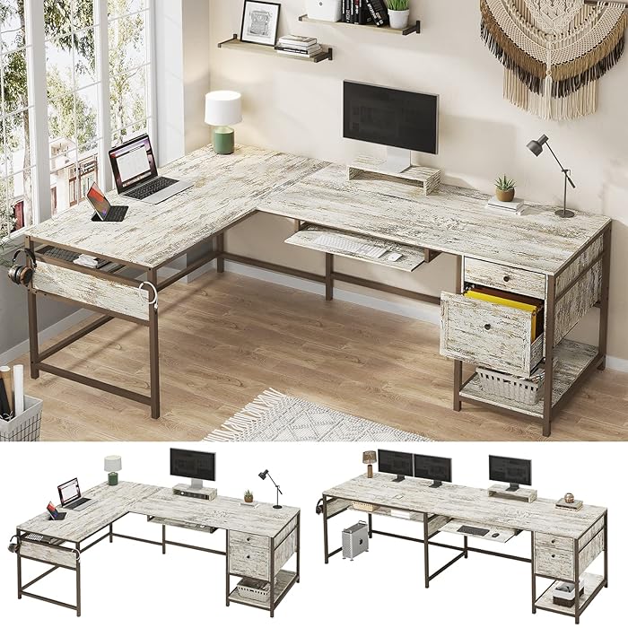 Buy SEDETA 69" L Shaped Office Desk, Reversible L Shape Farmhouse Desk