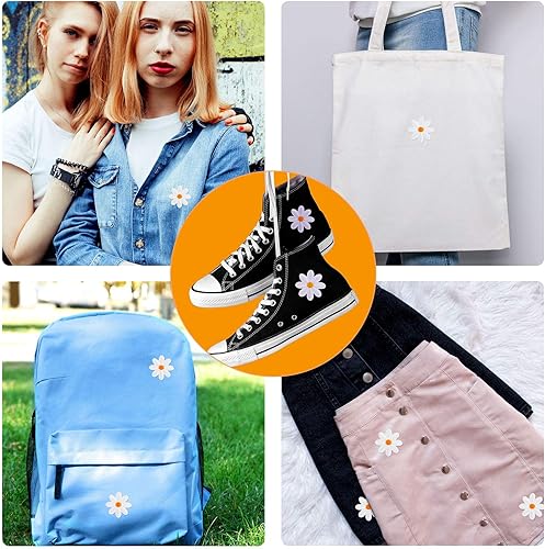 Miniatura 7 de Parche de flores de margarita, parches para planchar, delicados bordados para decoración de bricolaje, camisetas, mochilas, zapatos, bolsas, 1.38