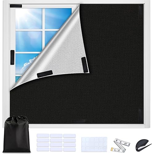 Blackout Window Cover, Portable Blackout Curtains for Bedroom Cuttable No Drill Window Blinds, Black Out Shades Fabric Sheet for RV, Travel, Media Room, 157'' x 57''