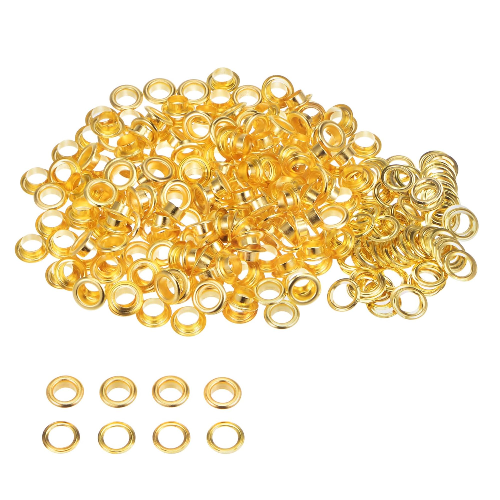 Trimming Shop 10mm Eyelets with Washers, Durable Iron Grommets for Leathercrafts, Ribbons, Lacing, Arts & Craft Projects, Clothing, Scrapbooking, Gold, 100pcs