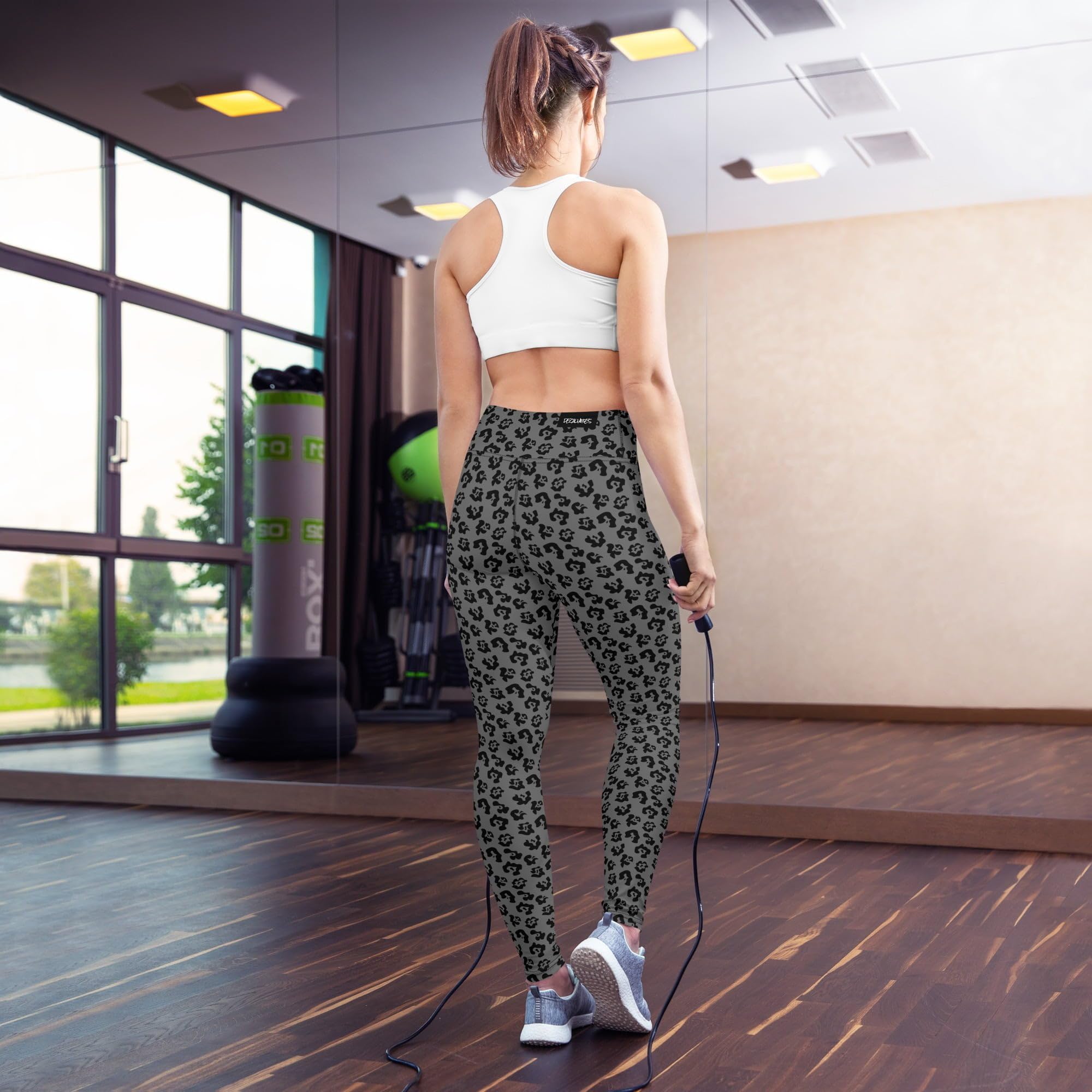 Damen High Waist Yoga Leggings Allover Jaguar | Stilvoll & bequem | Hoher Bund für optimale Unterstützung & Passform | Mit Smartphone-Tasche | Ideal für Yoga, Fitness & Alltag