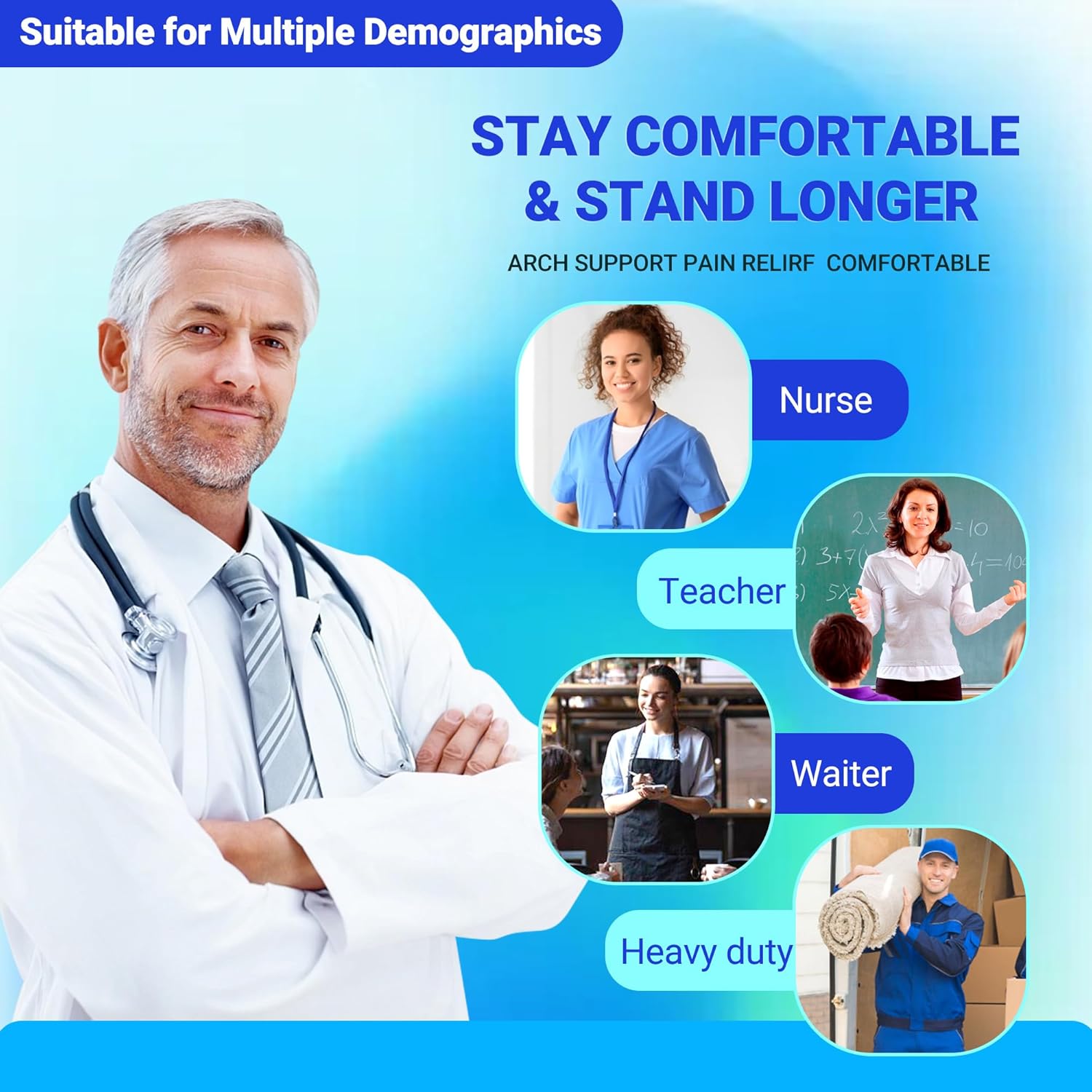 DARLIS Heavy Duty Support Pain Relief Insoles, 220+ lbs Plantar Fasciitis Arch Support Inserts for High Arch, Flat Feet, Heel Pain, Orthopedic Work Boot Insoles Men Women, Shock Absorb in Every Step - Image 7