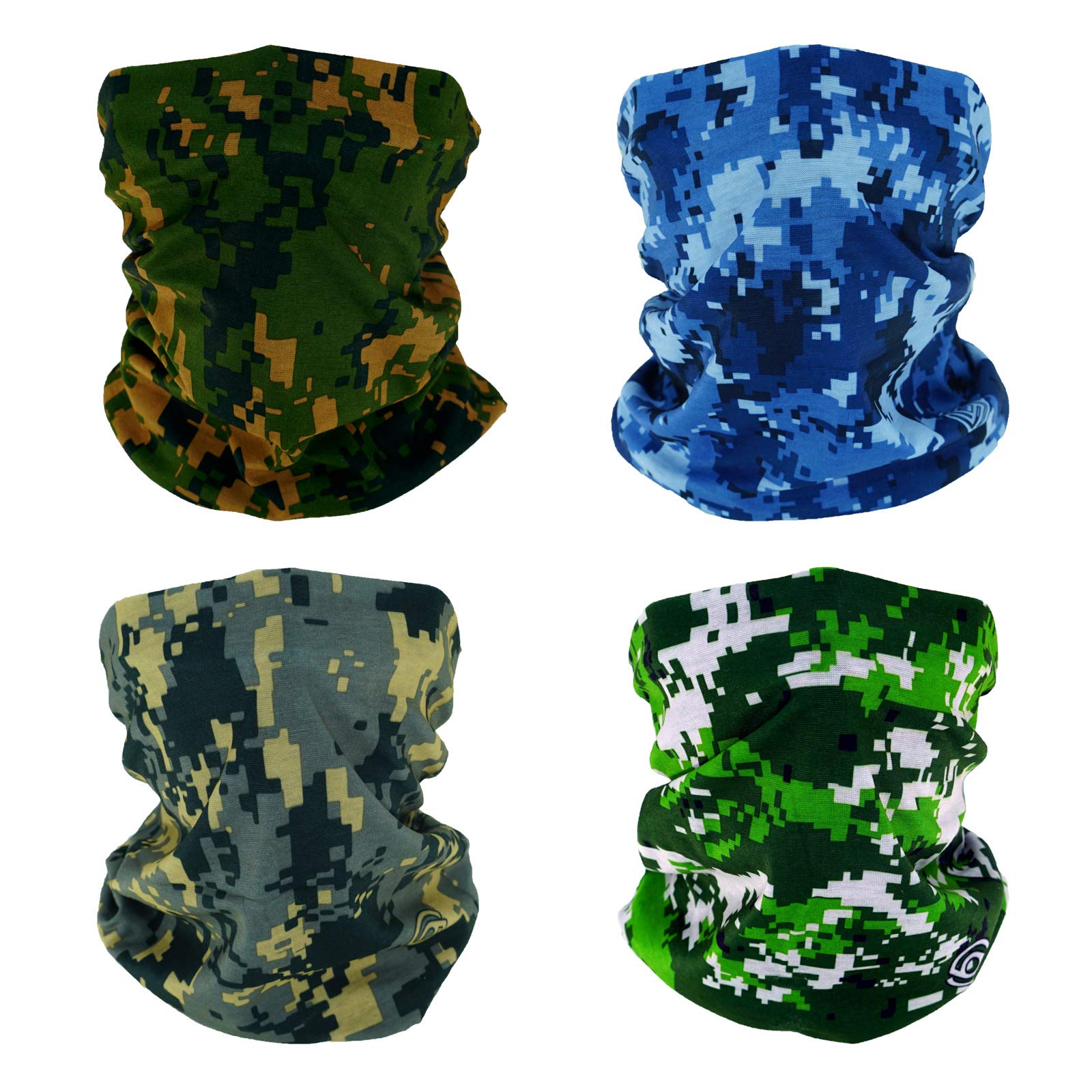 SMEHCF 4 Novelty Seamless Bandana Balaclava Face Cover Mask Shield Neck Gaiter Reusable Breathable Dustproof Windproof Unisex Marsh Forest Ocean Digital Camo Camouflage