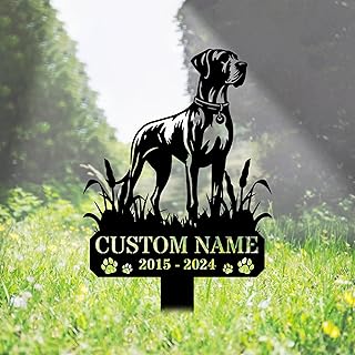 Custom Great Dane Memorial Grave Marker Metal Sign, Personalized Dog Memorial Garden Stake, Dog Burial Markers with Name Engraved, Pet Headstones for Dogs, Cemetery Decoration, Customized