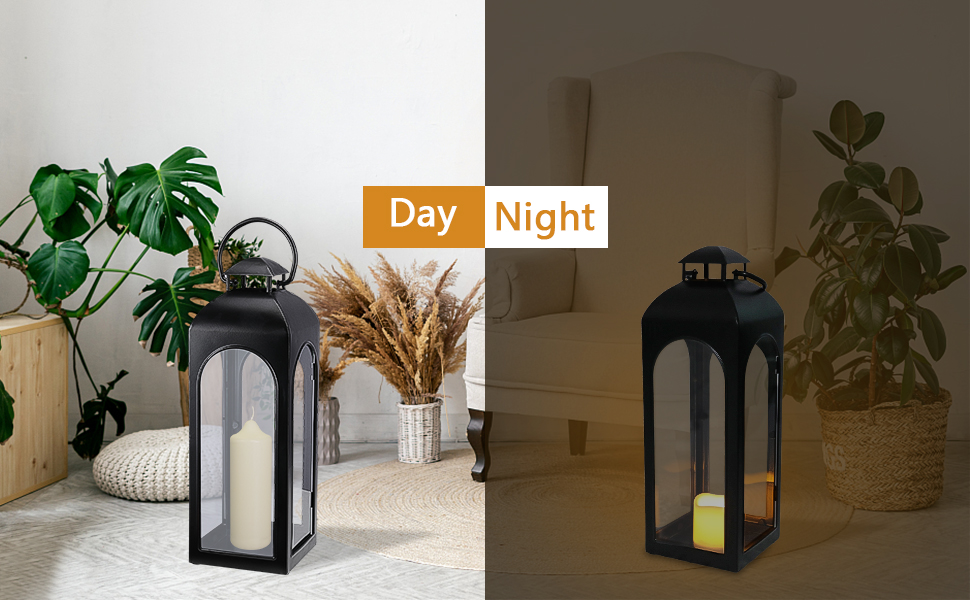 Amazon.com: Bdor 20-Inch Metal and Tempered Glass Candle Lantern - Premium Outdoor  Lantern, Decorative Lanterns with Handcrafted Design for Patio, Garden &  Indoor Decor : Home & Kitchen